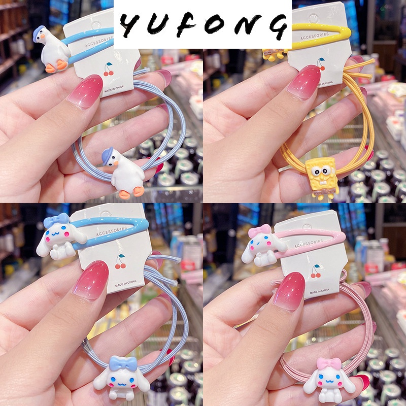 Dây thun cột tóc Hamster trẻ em, kẹp tóc dễ thương hoạt hình SpongeBob cô gái cột tóc đuôi ngựa kết hợp Hàn Quốc