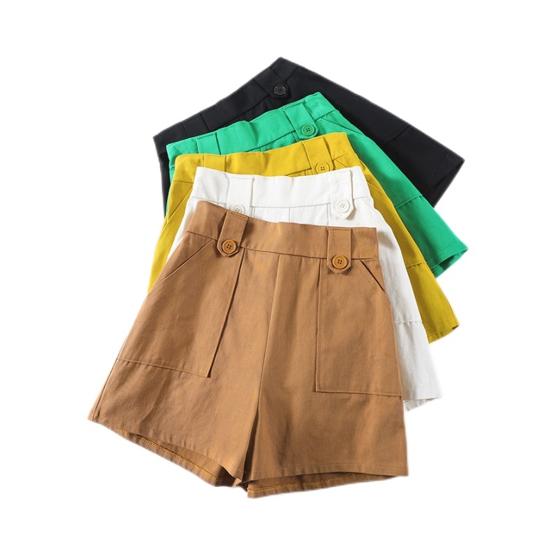 Quần Short Lưng Cao Màu Trơn Thời Trang Mùa Hè Cho Nữ