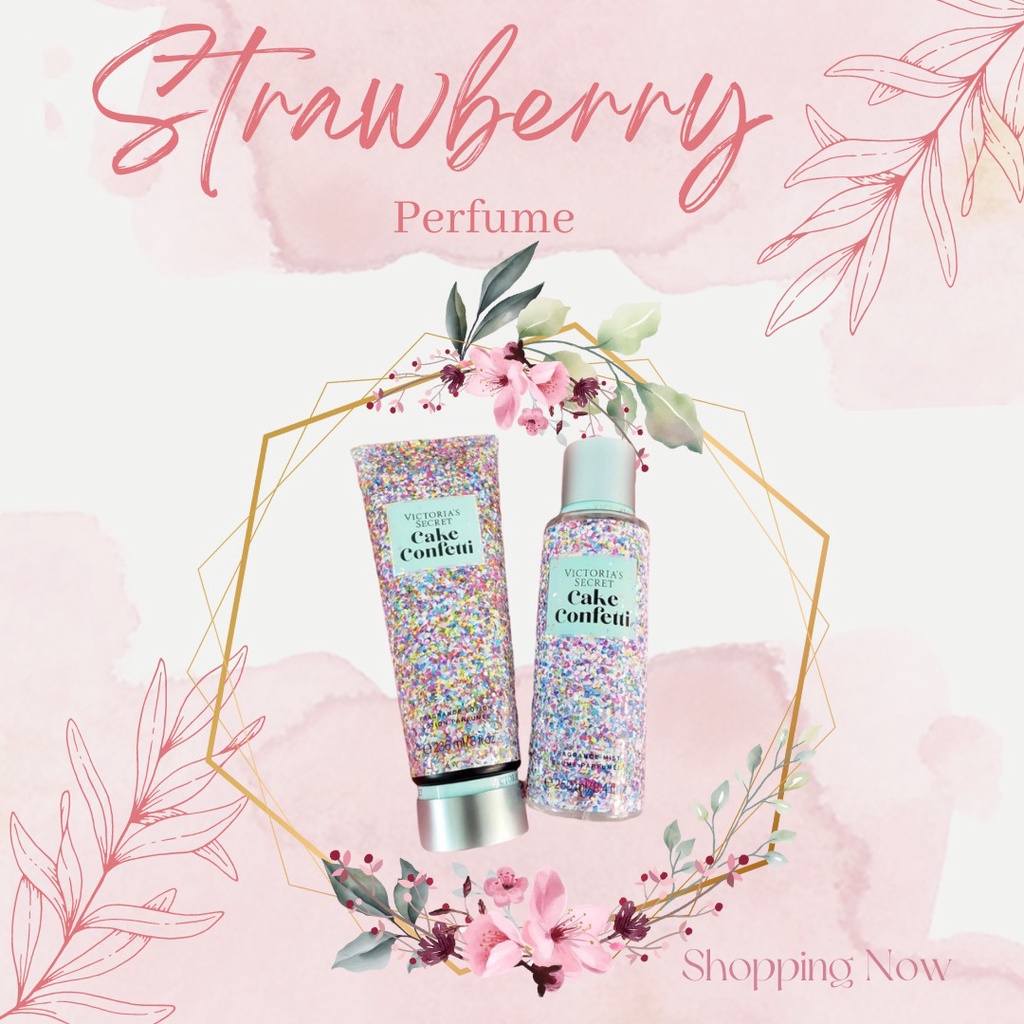 COMBO xịt thơm và Tuýp dưỡng ẩm Victoria Secret -CAKE CONFETTI tem nhãn đầy đủ)
