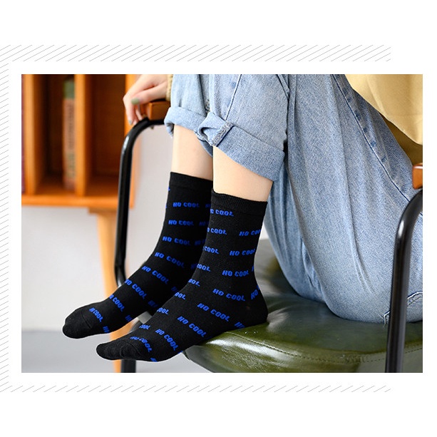 Vớ Tất cotton chữ NO COOL cao cổ Nam Nữ phong cách trẻ trung, năng động.