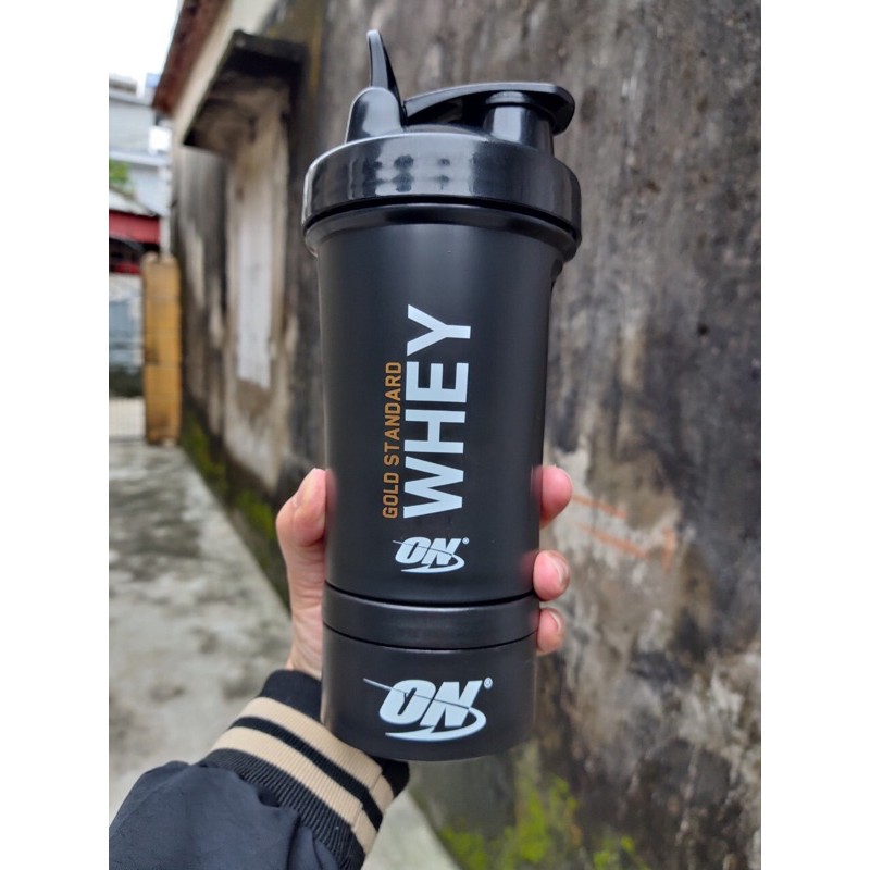 Bình lắc Shaker GYM 3 Ngăn,2 ngăn Tiện Dụng 500ml. Có con lắc lò so.