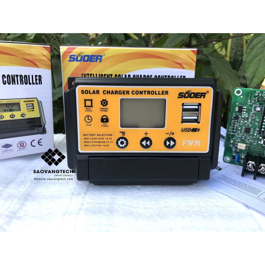 Điều khiển sạc năng lượng mặt trời 30A 12V/24V Suoer ST-S1230