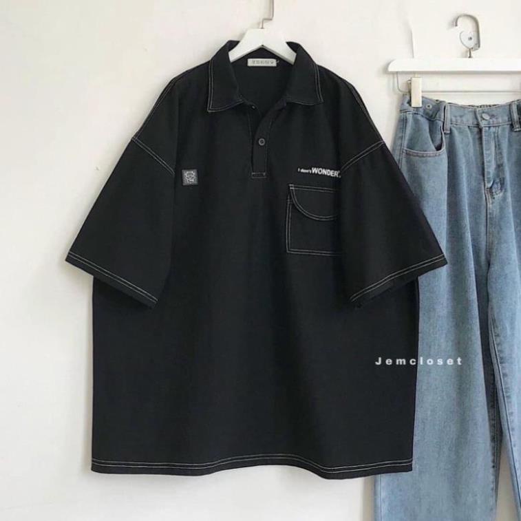 Áo Polo Unisex Chỉ Nổi Hot Hit form rộng bầu bí bon chen thoải mái