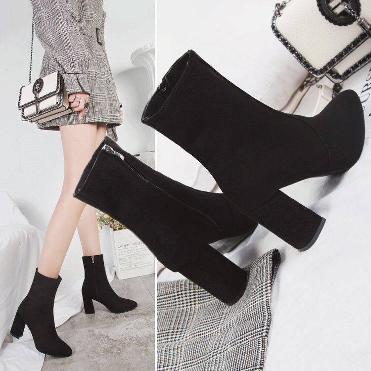 Bốt lửng chất da lộn mềm ,  gót vuông cao 7 phân, khóa hông , siêu êm G43 | BigBuy360 - bigbuy360.vn