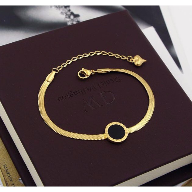 Lắc Tay Bản To Mặt Tròn Đen Titan Ko đen TT 0557