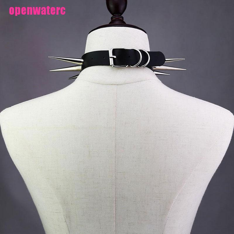 Vòng Cổ Choker Da PU Đính Đinh Tán Kim Loại Phong Cách Rock Gothic