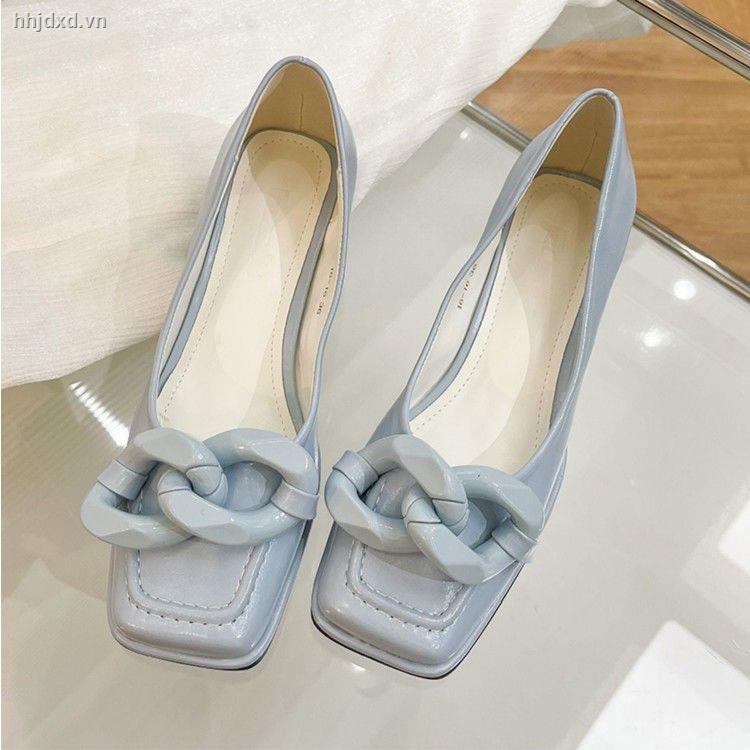 Giày Búp Bê Đế Mềm Dày Dặn Phối Dây Xích Phong Cách Pháp Thời Trang 2022 Cho Nữ