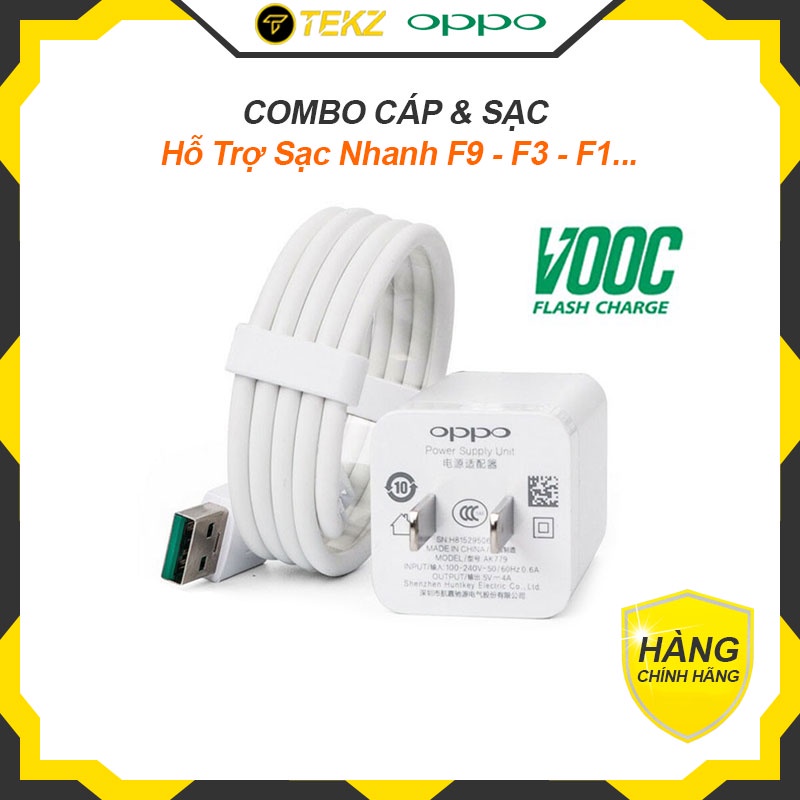 Bộ Sạc Cáp Vooc OPPO F3 - F9 - F1 Hỗ Trợ Sạc Nhanh Chính Hãng Zin Bảo Hành 12 tháng