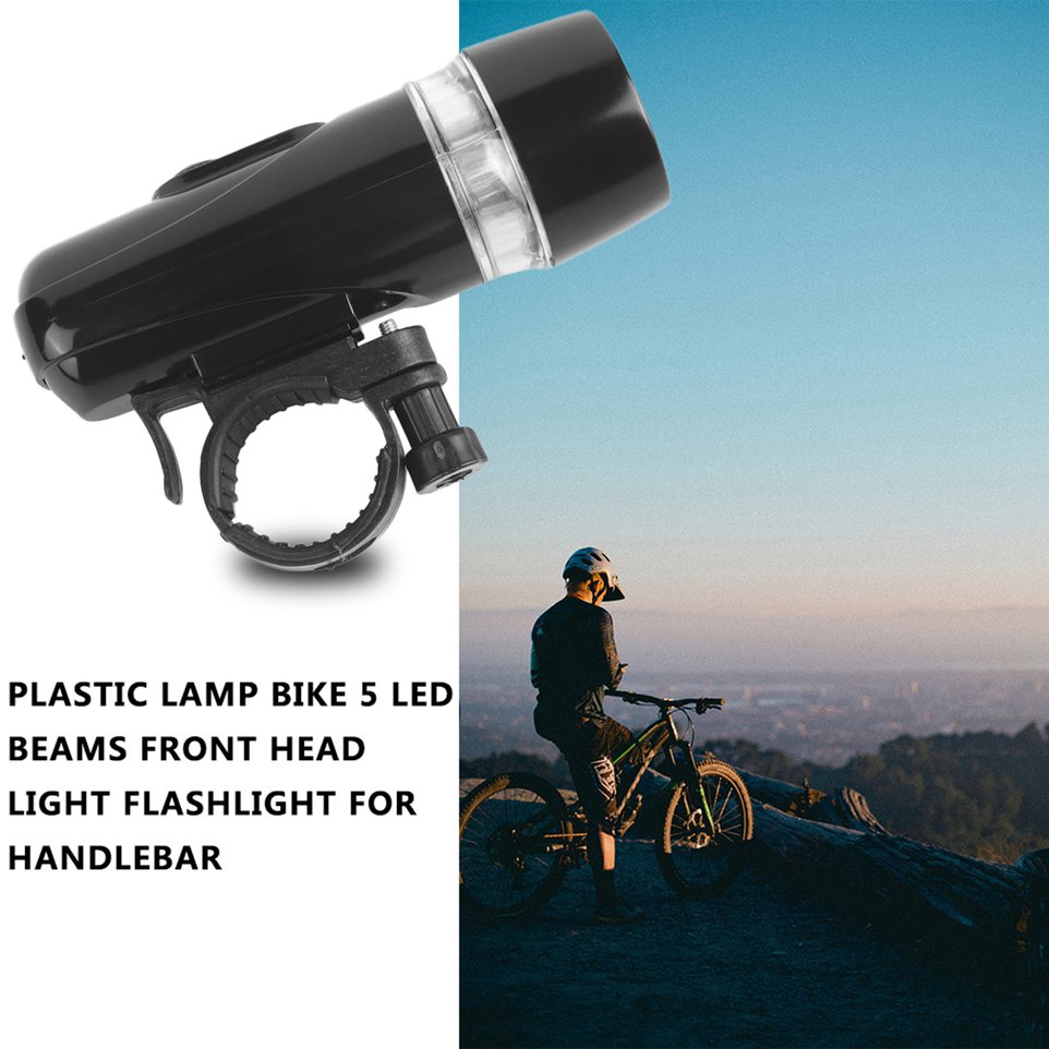 Đèn pin LED 5 bóng gắn phía trước xe đạp tiện dụng