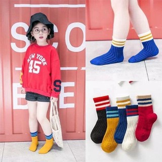 Set tất trẻ em cao cổ kẻ viền