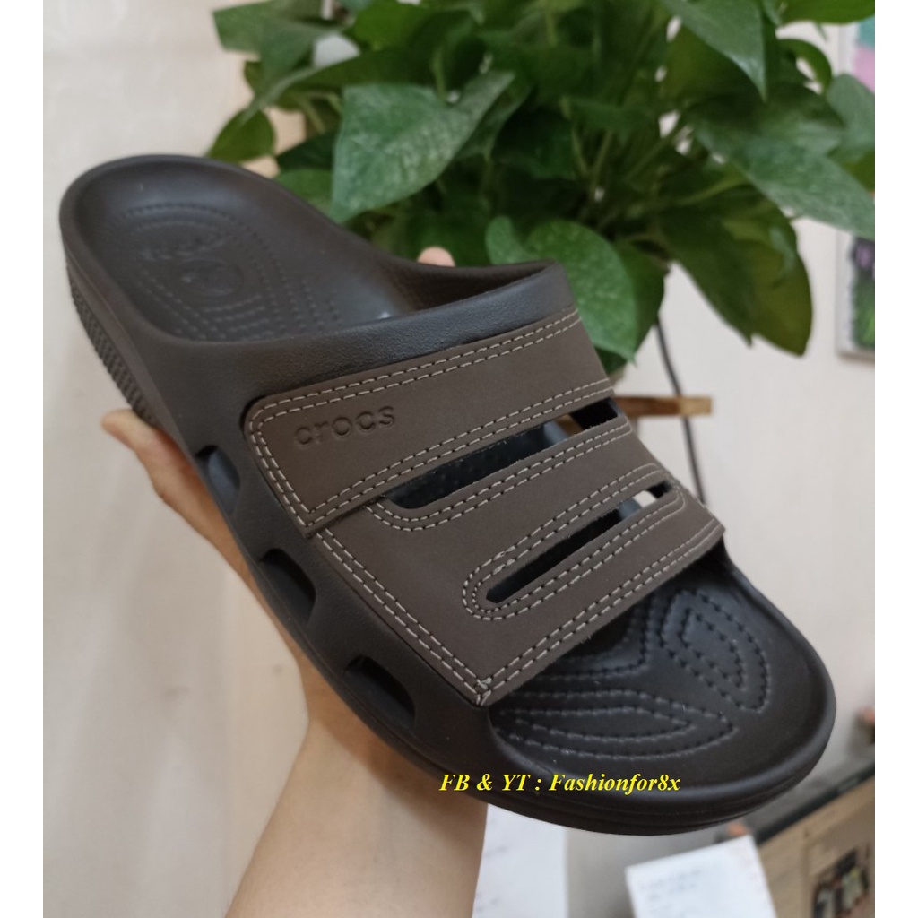 Crocs - Dép Quai Ngang Yukon Mesa 2 Slide, size 39-44, nhựa đúc nguyên đôi phối da, mẫu mới 2022 - pb109