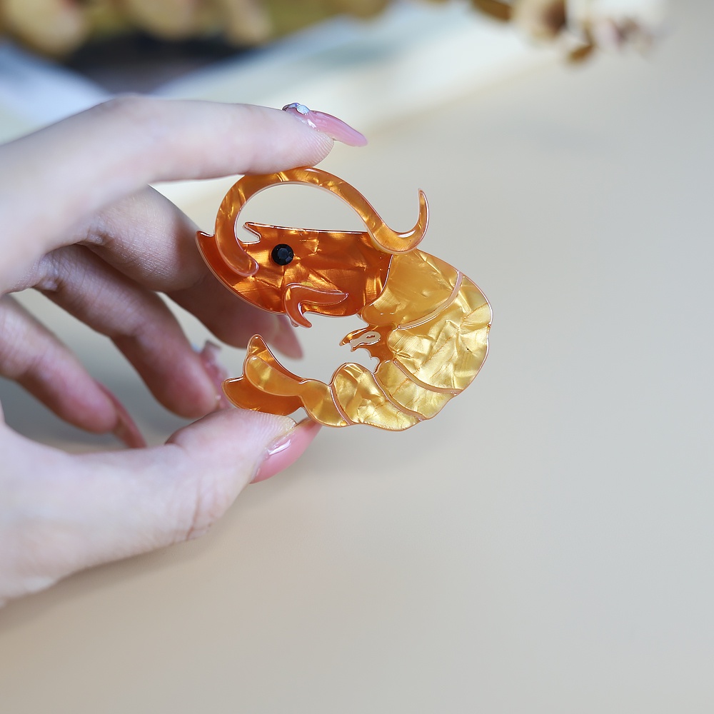 KIDSBOWS 1 Trâm Cài Áo Hình Con Tôm Bằng Acrylic Thời Trang
