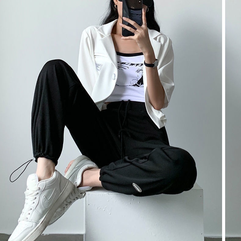 Quần thể thao lưng cao ống rộng kích thước lớn thời trang cho nữ