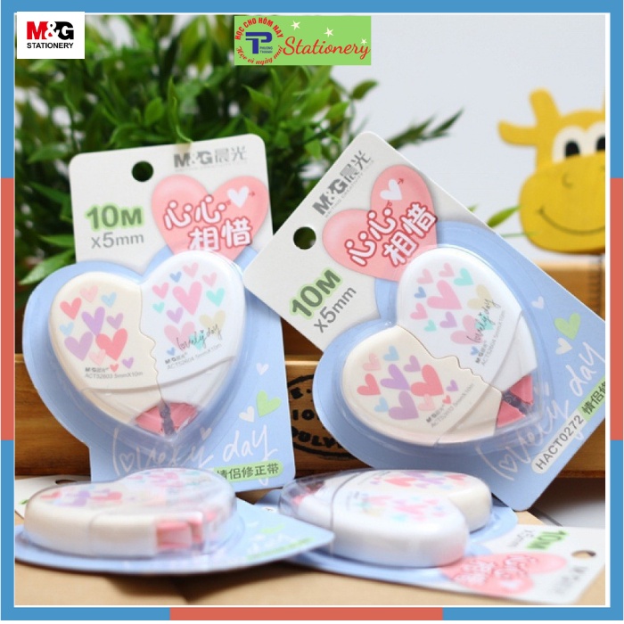 Băng xóa kéo 10m hình trái tim đôi 2 cái màu ngẫu nhiên xóa sạch, không lem mực MG 0272