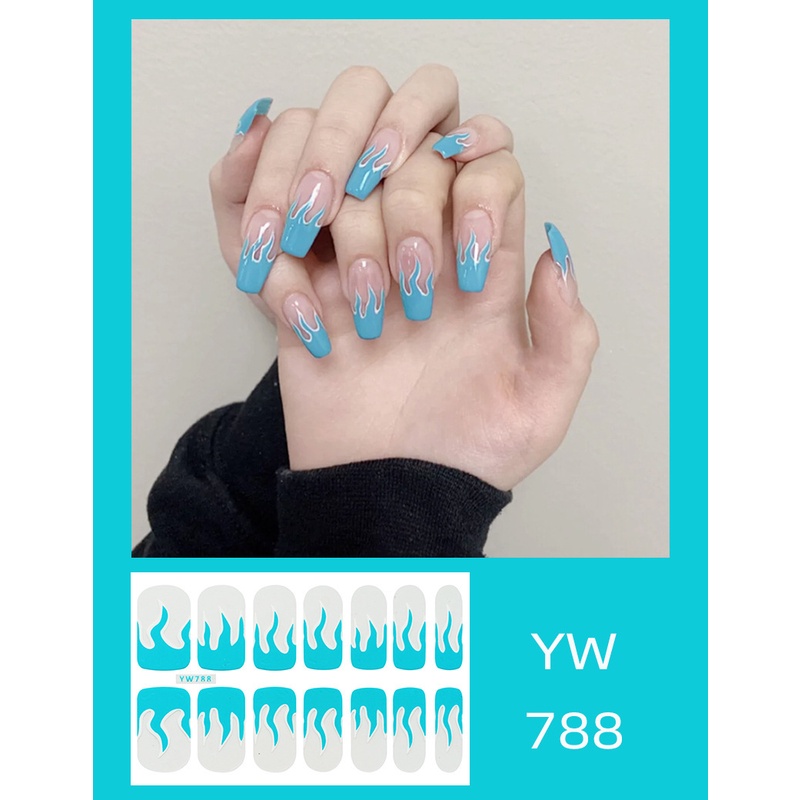 Tờ 14 Miếng Dán Móng Tay Họa Tiết Ngọn Lửa Cá Tính