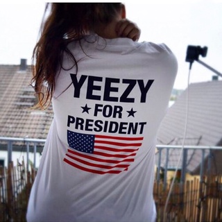 Áo Thun Nữ Màu Trắng In YEEZY Lá Cờ MYROSE169