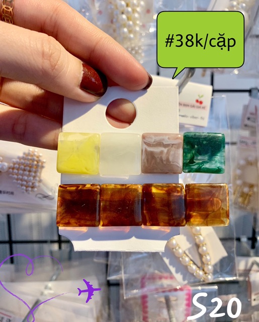 Set 2 kẹp vuông ẩn vân đá trong