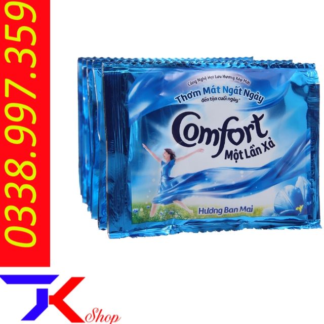 10 gói nước xả vải Comfort da nhạy cảm-Hương ban Mai-một lần xả-Sofia ×20ml