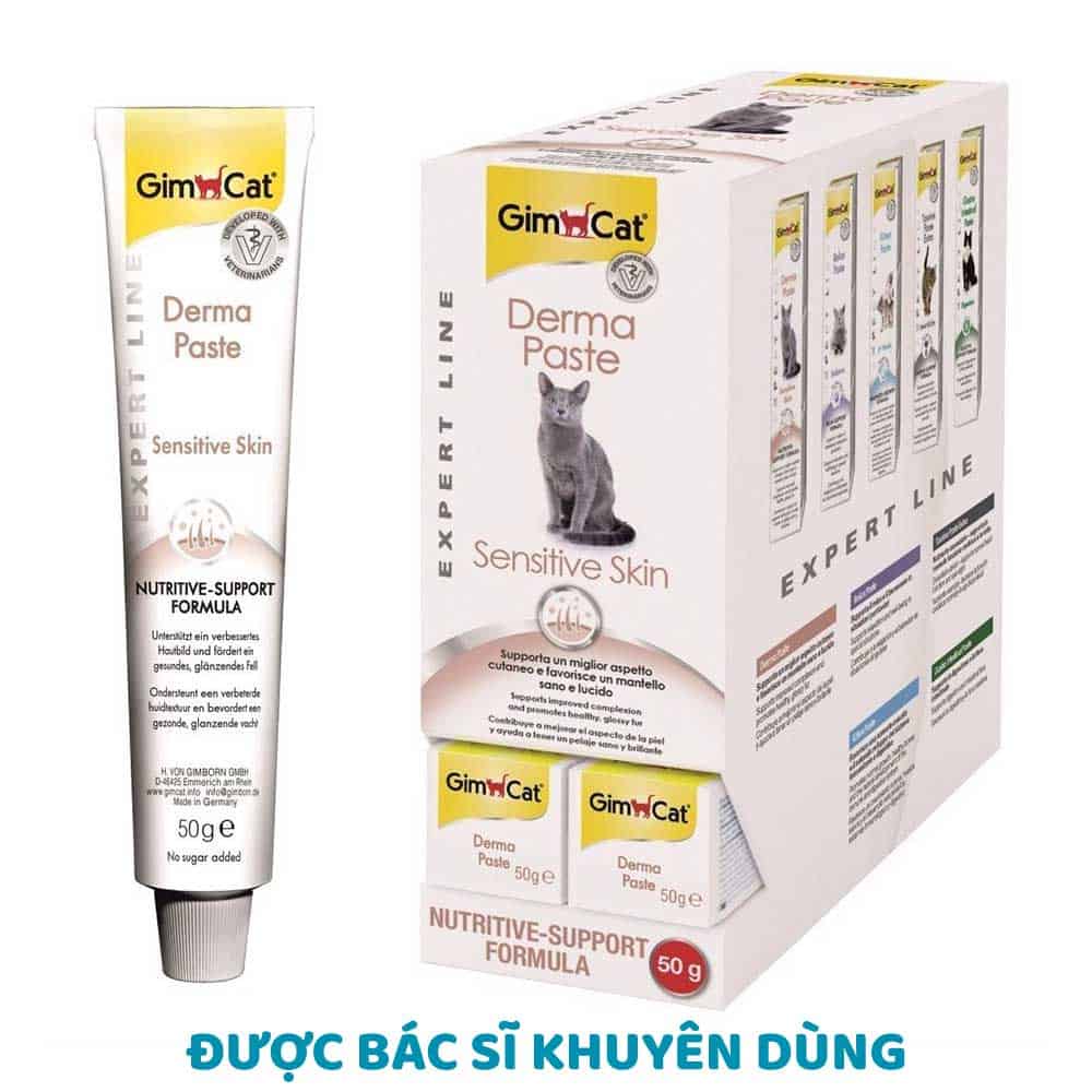 Gel GimCat Hỗ Trợ Viêm Da Lông Cho Mèo, Gel dinh dưỡng Gim Cat Derma Paste -  50g