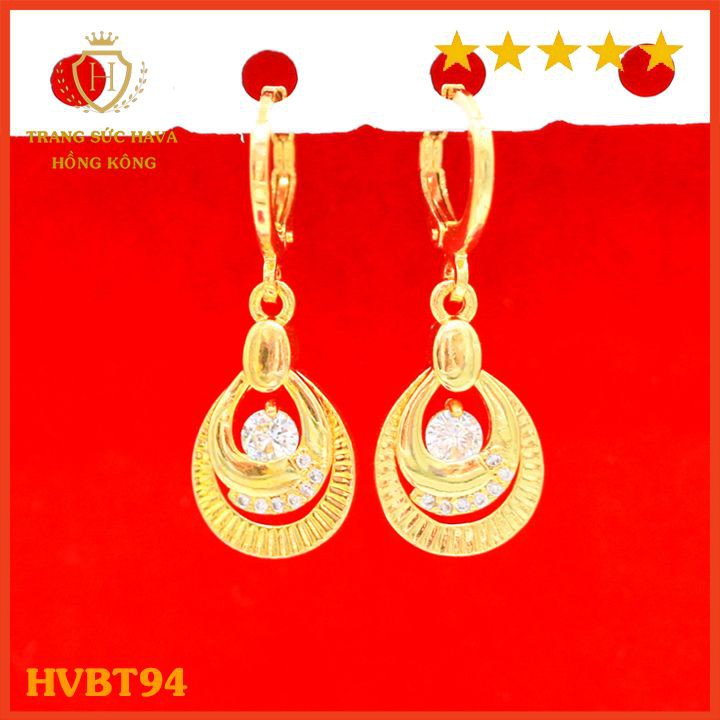 Bông Tai Nữ Titan Xi Mạ Vàng Non 24k Cao Cấp, Khuyên Tai Nữ Phong Cách Thời Trang Cá Tính Trẻ Trung - HVBT94