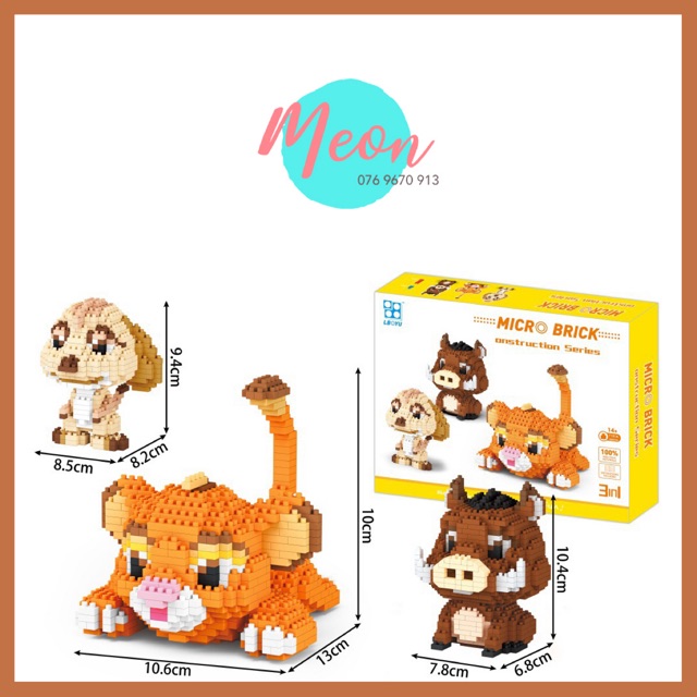 Xếp hình lego Lion King - Miniblock Lion King bộ 3 con