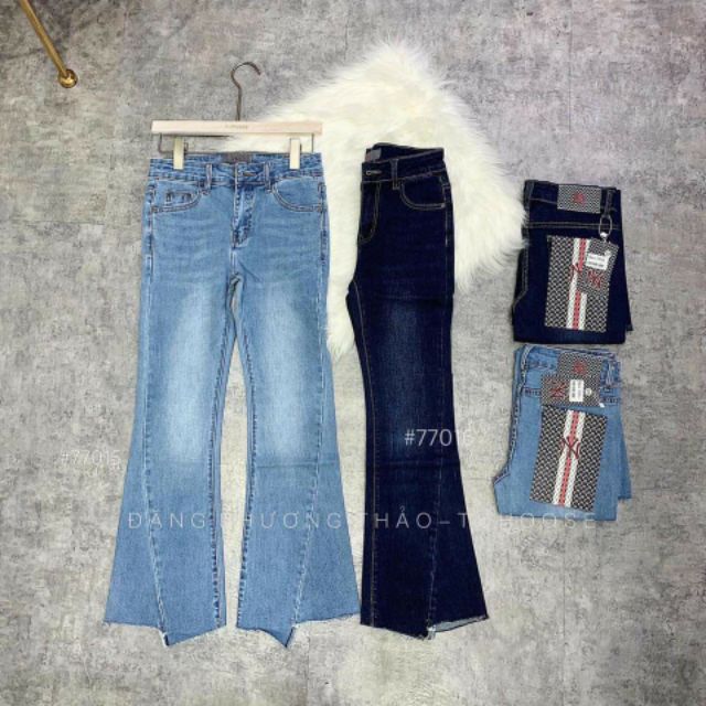 Lenkapas - Quần Jeans ống loe sành điệu hai màu xanh nhạt và đậm (hình thật)