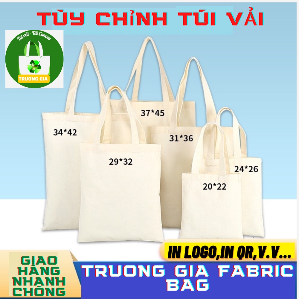 Túi vải Canvas trơn Có khóa và không khóa miệng Kích thước 36cmx31cm Trương Gia Túi Vải - Túi Canvas