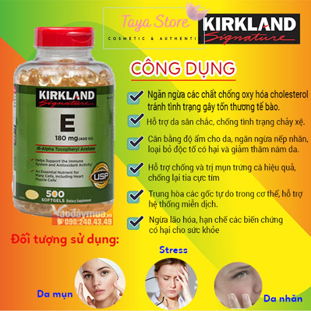 Vitamin E Kirkland 400 IU 500 viên USA