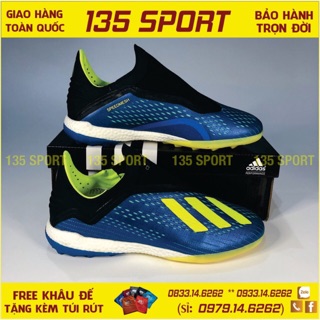 Giày Bóng Đá Không Dây  X18+ TF Xanh