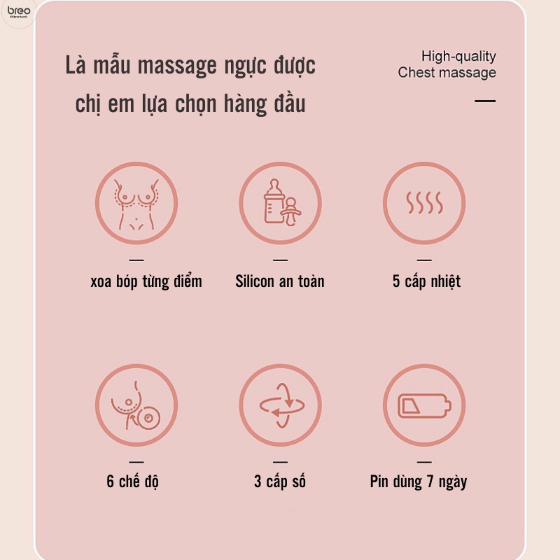 [Hiệu Quả Trong 2 Tuần]Máy Massage Ngực Nở Dụng Cụ Massage Và Trị Liệu Nâng Ngực Breo Market FT-088 An Toàn Cho Da