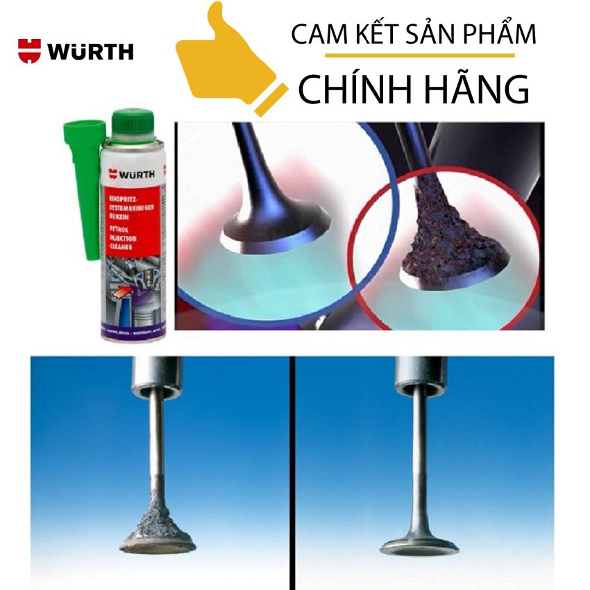 {Súc béc xăng Wurth} SystemCleaner 111300 Làm sạch hệ thống phun xăng và béc xăng, chống bám khói trong xilanh, piston.