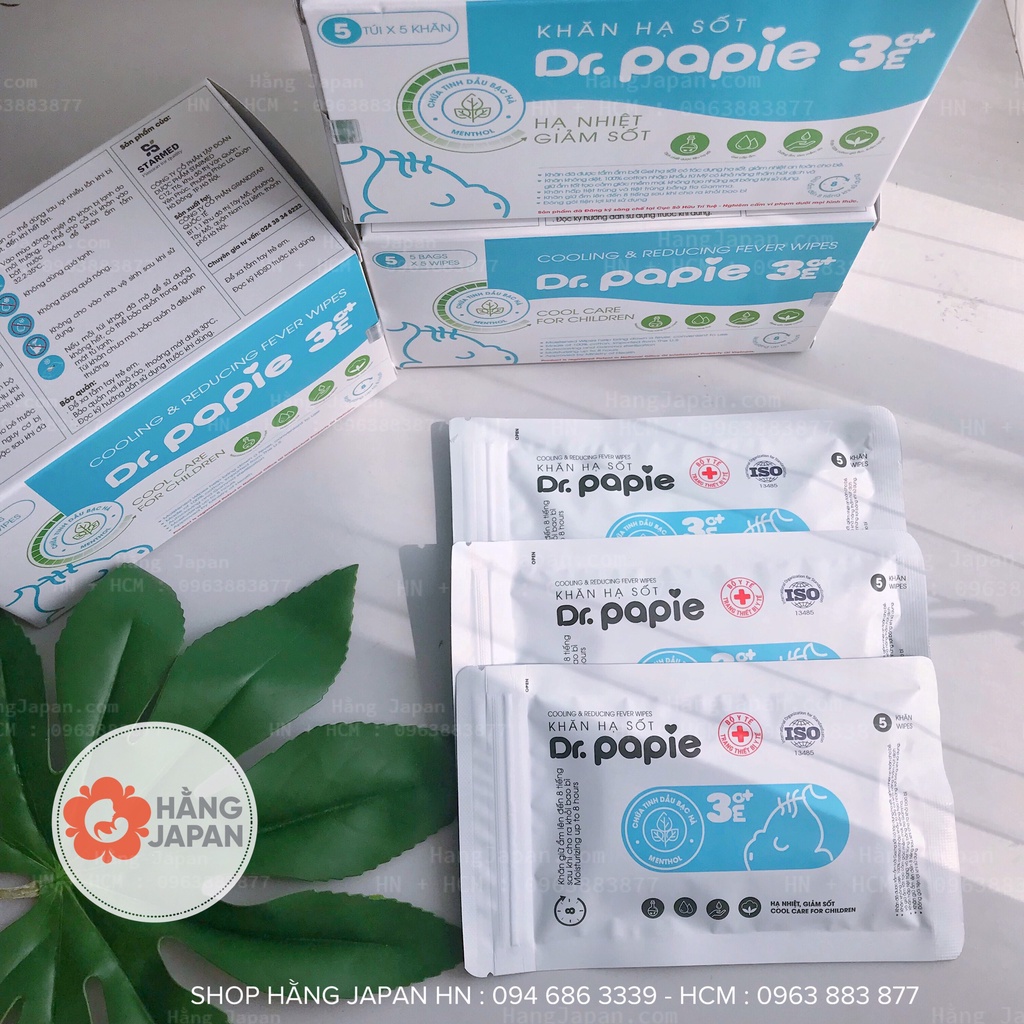 Khăn lau mát hạ sốt Dr.papie cho bé từ 0 tháng tuổi