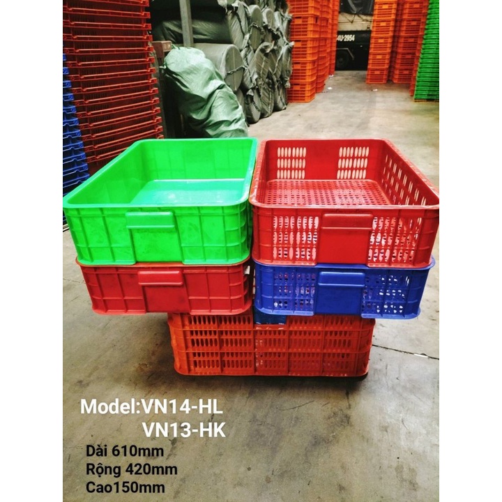 Sóng nhựa bít - sóng nhựa hở cao 1 tấc chịu được nhiệt độ kho lạnh, kích thước dài 61cm, rộng 42cm, cao 10cm