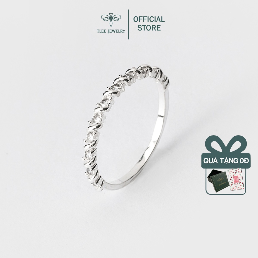 Nhẫn bạc nữ TLEE nạm đá viền bao xoắn cá tính TleeJewelry A0197