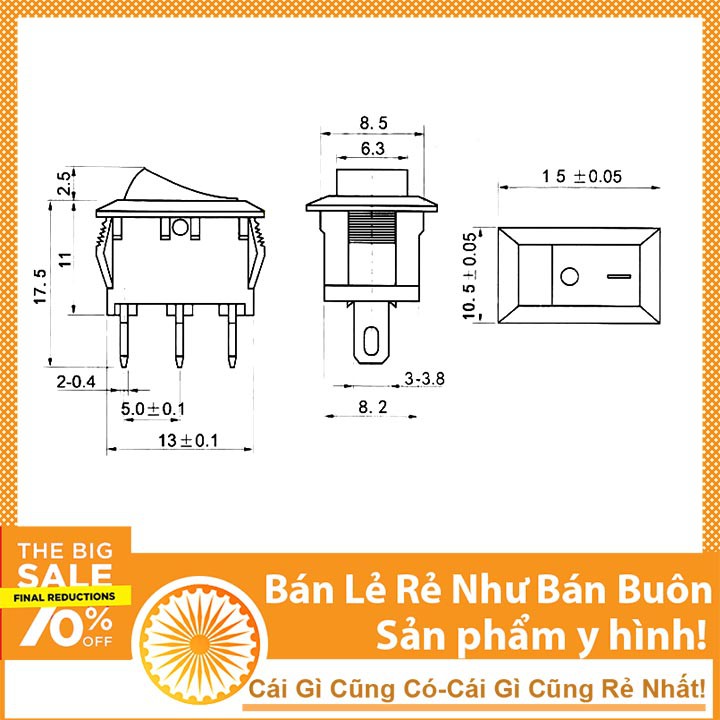 Công Tắc Bập Bênh Có Đèn KCD1 6A/250V 3 Chân 2 Chế Độ ON-OFF