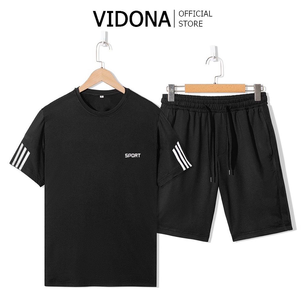 Bộ thể thao nam, chất liệu cotton, mẫu 3 sọc tay - Vidona Luxy. Lengend