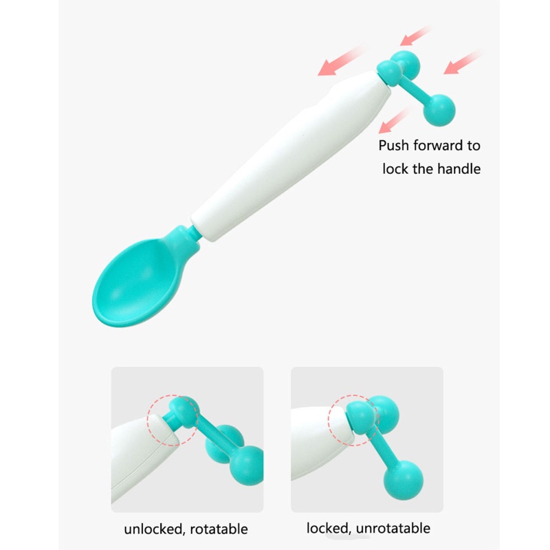 Muỗng Chịu Nhiệt 180 Độ Dùng Cho Sân Khấu Em Bé° Muỗng Tập Ăn Cho Bé 6 Tháng Tuổi Có Thể Xoay Được