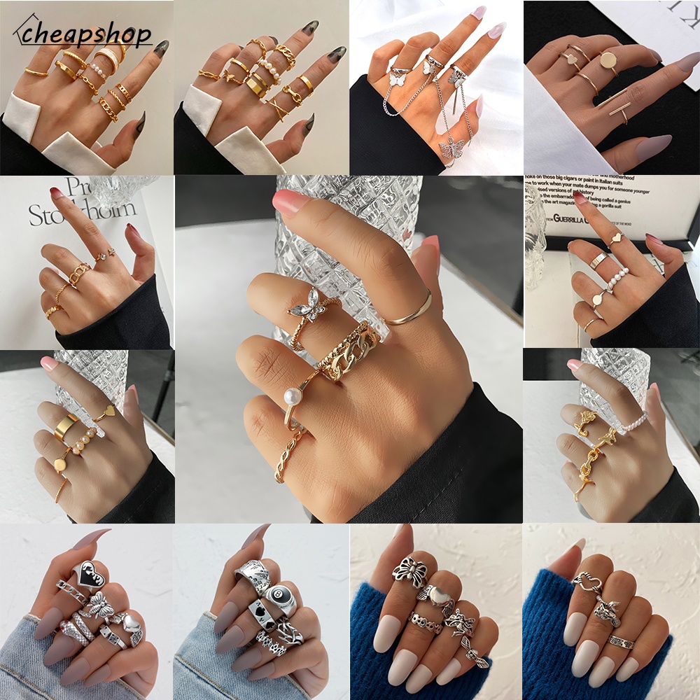 Nhẫn kim loại iF YOU đính ngọc trai thiết kế đa dạng thời trang cho nữ