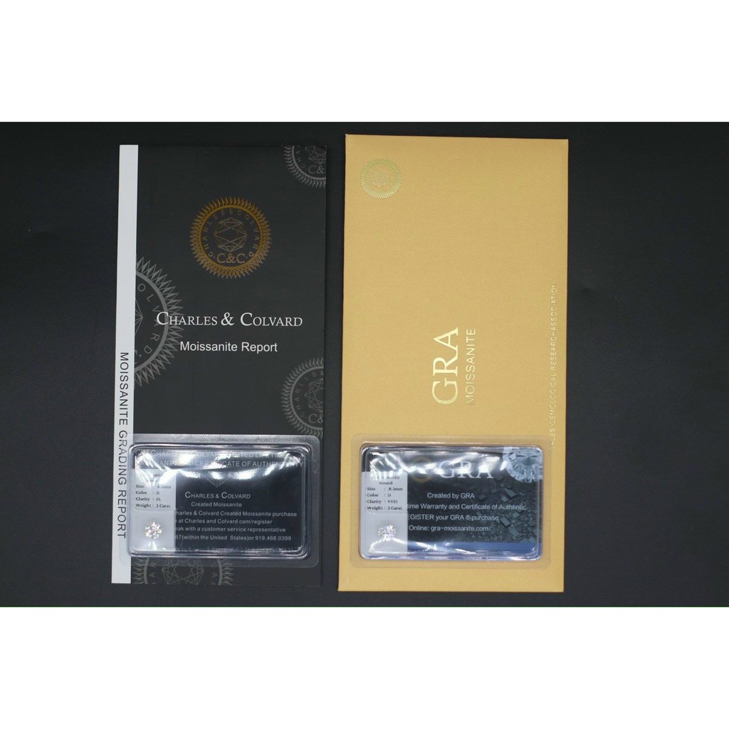 Kim cương nhân tạo Moissanite giác cắt tròn. Trang sức bạc cao cấp, nhẫn, bông tai, khuyên tai