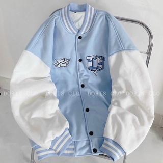 Áo Bomber nỉ Undertrap UNISEX FORM RỘNG🌻 màu xanh Dương Sang 🌟 Hi Jadoo 🌟 Áo Khoác Ngoài 2 lớp Logo U thêu Túi Khoá Tiện