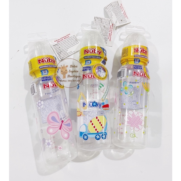 [CHÍNH HÃNG] BÌNH SỮA NUBY CHO BÉ TỪ 0+m NÚM TY SIÊU MỀM