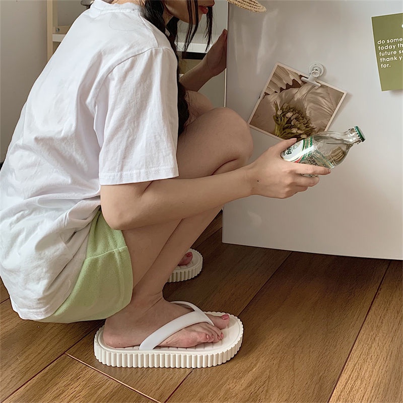 Oeggeo shop Dép Xỏ Ngón Đế Dày Mang Bãi Biển Xương Cá Cho Nữ