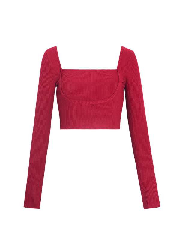 Sexy Square Neck Long Sleeve T-shirt Women's Fashion 2021 | BigBuy360 - bigbuy360.vn