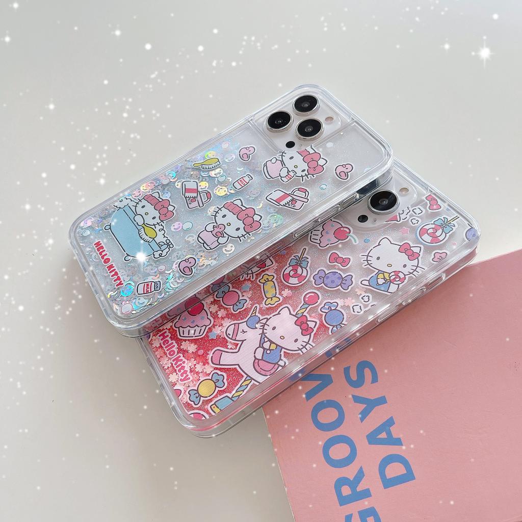 Ốp Điện Thoại Họa Tiết Hello Kitty Lấp Lánh Dành Cho IPhone 13Promax 12 11 7Plus X Xs Max XR 7 8