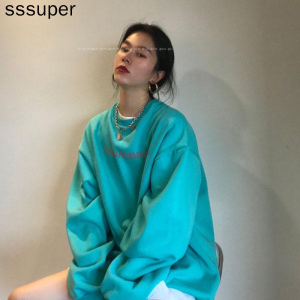 Áo Sweater Không Mũ Dáng Rộng Năng Động Thời Trang