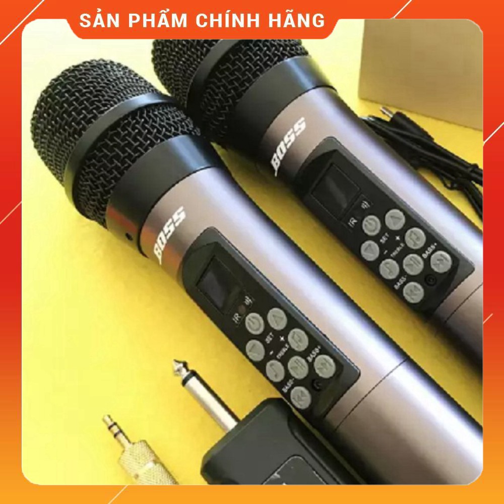 [KHUYẾN MÃI 10%]  Micro sóng UHF Siêu cao cho Amply, Loa Kéo BOSS QM71 thân Nhôm - có ECHO BASS TREBLE QM77