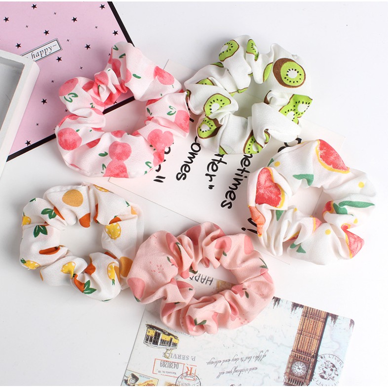 Dây buộc tóc scrunchies hoa quả thời trang P157