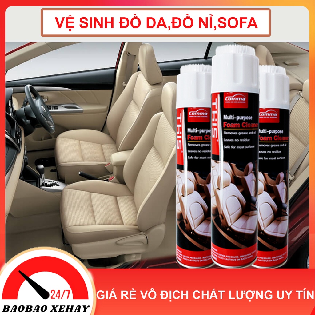 [ Sạch Sâu ] Chai xịt vệ sinh nội thất ô tô, Chất tẩy vệ sinh Sofa, ghế da, Vệ sinh ghế nỉ, ghế vải foam cleaner