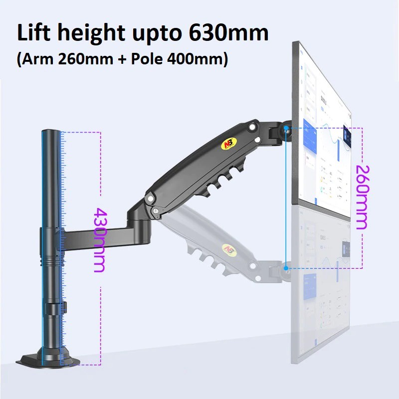 Giá Treo 2 Màn Hình NB H160 / H180 17 - 22 30 -32 Inch New 2022 Gắn Bàn Xoay 360 Độ