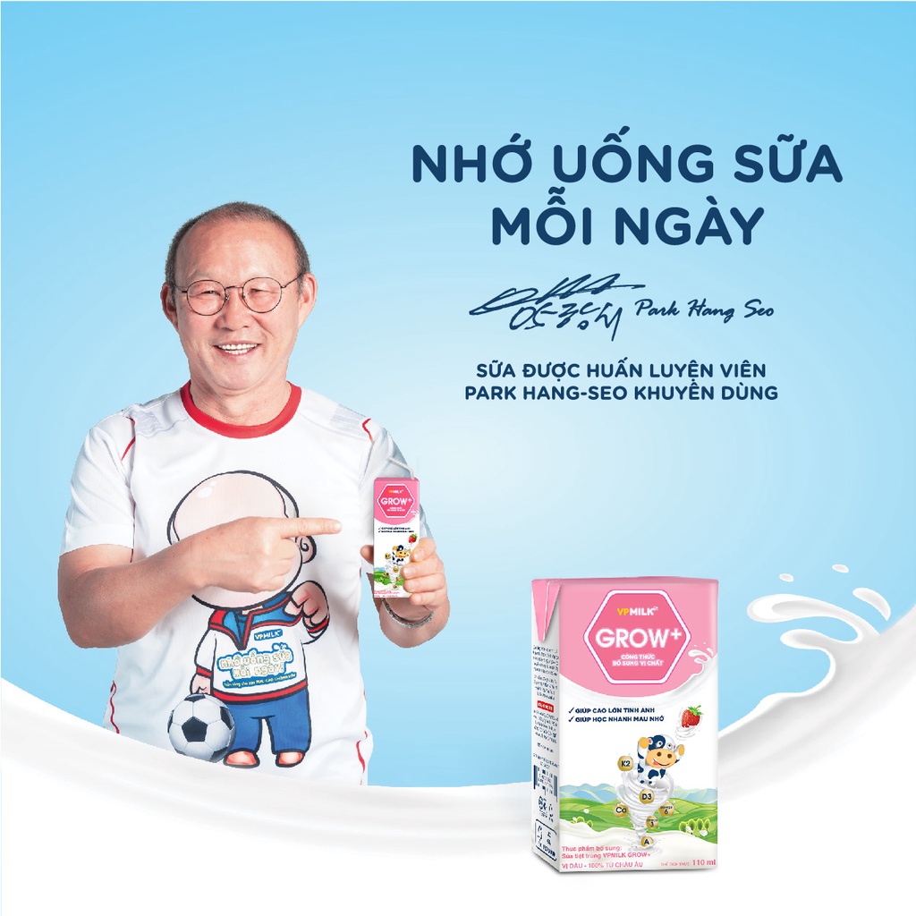 Sữa tiệt trùng có đường VPMilk Grow+ hộp 110ml (thùng 48 hộp)